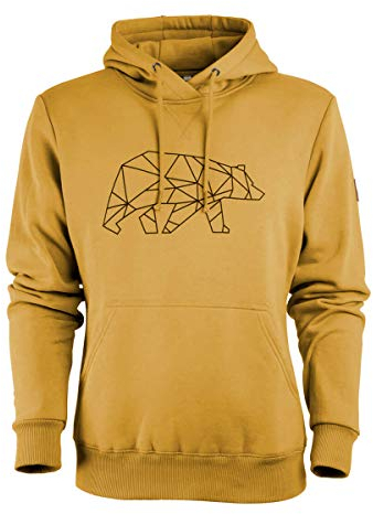 FORSBERG Pettarson Herren Hoodie mit Bärenlogo | Skandinavisch inspirierter Kapuzenpullover | All-Year Kollektion | Freizeit, Handwerk, Outdoor, Farbe:gelb, Größe:XL