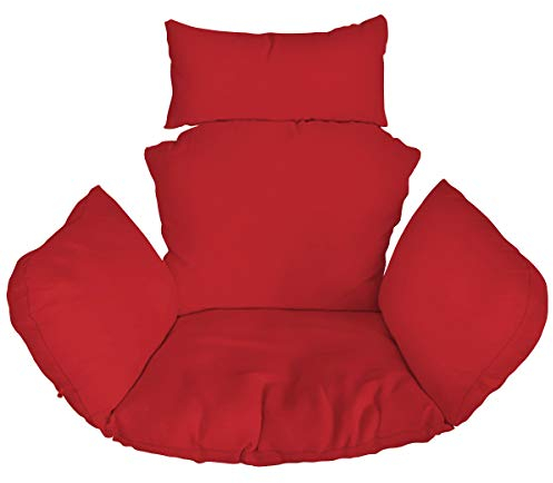 Hängesessel Kissen, Polster, Auflage für Polyrattan/Rattan Hängeschaukel, Hängekorb, Schaukel Korb, Rückenkissen in der Farbe Rot [114]