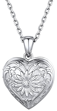 ChicSilver Silber Herz Medaillon zum Öffnen Damen Mädchen Photo Bild Anhänger mit Foto/Text Gravur Personalisierter Foto Herzanhänger für Geburtstag Valentinstag Weihnachten