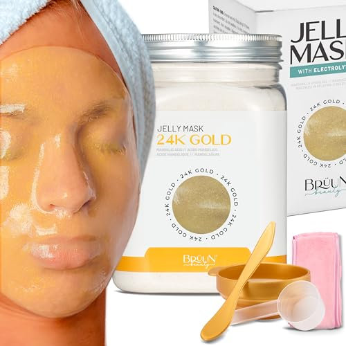 BRÜUN Peel Off Gelee Masken Premium Hydro Jelly Mask 24K Gold Mandelic AC | 652g Gesichtsmasken Beauty Gesichtspflege