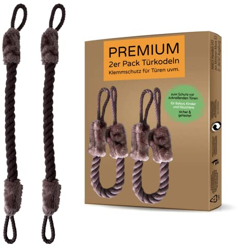 NWLS® 2er Set Türkordel Klemmschutz für Türen Türstopper | zum Schutz vor zuknallenden Türen f. Babys, Kinder & Haustieren | sicher & getestet | Baumwolle/Polyester | 61cm |