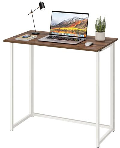Dripex Compact Folding Desk No Assembly Required Computer Desk Folding Hobby Craft Table, Brown