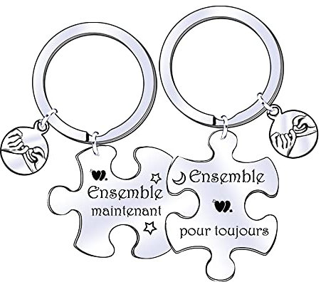 FGHJK Cadeau Noël Couple Saint Valentin Porte Clés Acier Inoxydable Cadeau Anniversaire Couple (12)