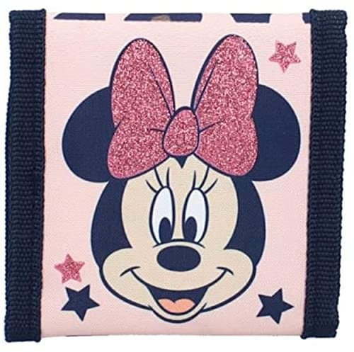 mybagstory - Portefeuille - Porte Monnaie - Minnie Mouse - Disney - Noir - Rose - pour Enfant - Ecole - Maternelle - Garderie - Vacances - 10 cm