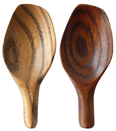 UPKOCH 2pcs Wooden Loose Tea Scoops Natural Wood Spoons for Scooping Coffee Powder Spices and Condiments Dog Cat Food Tea Accessory
