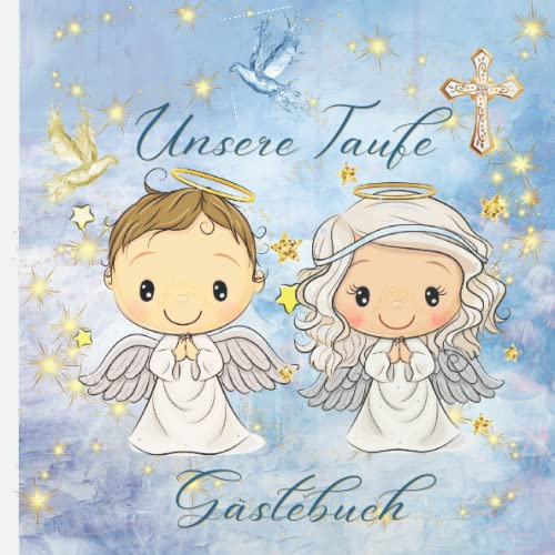 Unsere Taufe Gästebuch: Für Zwillinge ,Taufgeschenk für Mädchen und Jungen,Erinnerungsbuch für Glückwünsche,80 Seiten hübsch dekoriert,Fingerabdruck Baum,Vollfarbiges Interieur