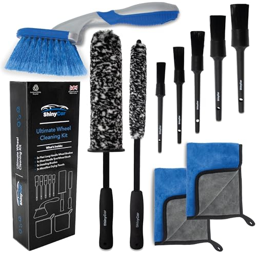 ShinyCar™ UK: Ultimate Car Wheel Brush Kit - A Professional Range of Brushes & Microfibre Cloths to Deep Clean Rims, Spokes, Barrels & Tyres. The Most Comprehensive Alloy Cleaning Set You’ll Ever Need