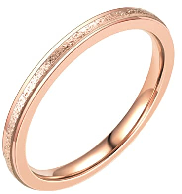 KnBoB 2MM Damenring Schlicht, Rosegold Matt Edelstahl Eheringe und Verlobungsringe für Herren Größe 57 (18.1)