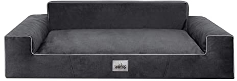 Bjird Hundebett - Hundekorb für kleine mittelgroße & große Hunde - Hundekissen - Hundesofa - Bezug abnehmbar und waschbar - Glamour New - Größe: XL: 116 x 78 cm - Schwarz Fancy
