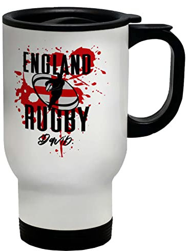 Shopagift Personalised England Rugby Travel Mug Supporters Fans 6 Nations Union Cup Gift Cup