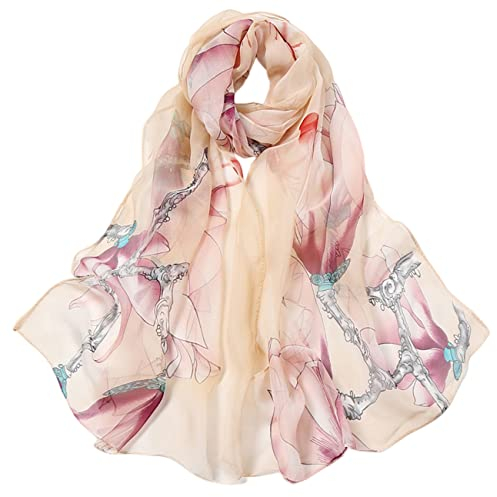 FAIRYGATE Schal Damen Beige Seidentuch Haare Halstücher Tuch Kopftuch Halstuch Schals Tücher Damen Stola Festlich A4222