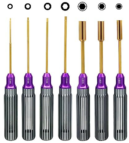 AneegFPV RC Tool Kit Screwdrivers Set,Durable Screwdriver Sets Multi-Size of Hex Screw Driver Set Hand Tool (7)