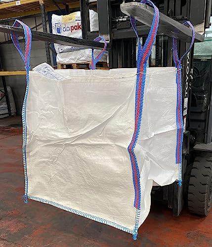 TGL PACKAGING 1 Piece 85x85x85cm 1 Tonne Builders Bulk Bag – Heavy Duty FIBC Sack with 4 Lifting Handles, UV Protected Recyclable Woven Polypropylene Bag for Garden Waste, Rubble, Sand, Aggregates