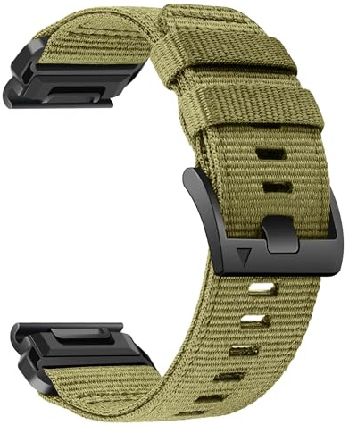 YOOSIDE Nylon Armband für Garmin Fenix 7 / Fenix 6 / Fenix 5 / epix Pro 47mm, Verbessert Quick Fit 22mm Weave Nylon Gurtband Sport Handgelenkbänder für Forerunner 955/965,epix 2 (Grün)