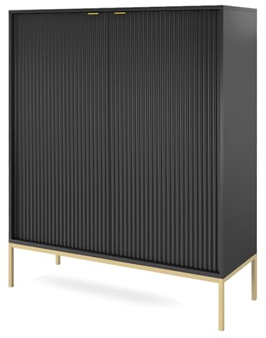 Selsey Highboard, Schwarz, 104 cm breit