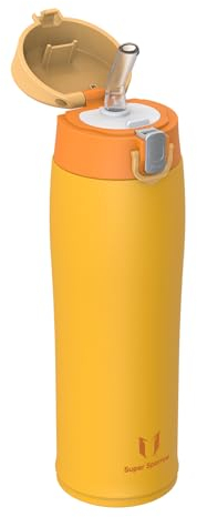 Super Sparrow Gourde Isotherme avec Paille - INOX Bouteille Isotherme - 500ml - Mug Isotherme Étanche - Gourde Enfant sans BPA, pour Sport, Voyages, L'école, Bureau