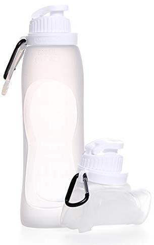 Omana 500ml Collapsible Water Bottle BPA Free Silicone Foldable Portable Leakproof Water Bottle for Outdoor Cycling School Travel Gym Hiking Sports (Clear)