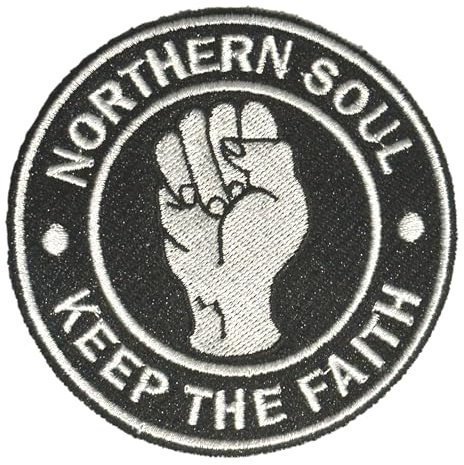 Smartbadge® Round Northern Soul Black and White Embroidered Sew/Iron on Patch Badge (A)