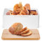 Dyserbuy Bread Bin, Bread Bins for Kitchen, White Bread Bin with Bamboo Lid, Metal Box, Bread Storage Container, 33x18x13.5 cm