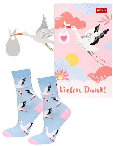 soxo Hebamme Socken Damen - Dankeschön Klein Geschenke Für Frauen 35-40 | Funny Socks Women, lange Baumwollsocken mit Motiv, Danke Präsent, Krankenschwester Socken