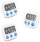Fousenuk 3 Piezas Temporizador Cocina Digital Blanco, Cronometro con Pantalla LCD Grande, Timer con Alarma Fuerte, Reloj Temporizador Respaldo Magnético para Estudiar Trabajar Cocina