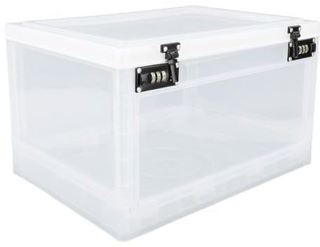 Huairdum Lockable Refrigerator Container 3-Digit Combination Lock Space Saving Food Storage Lock Box for Home (Transparent White)