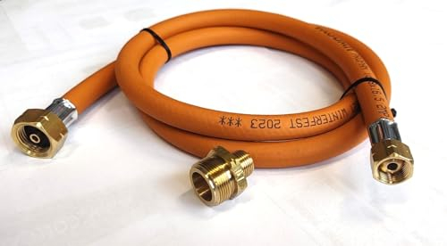 Zatechs ADAPTADOR 1 - USA to 21.8 mm - EU - Propane-Butane gas hose - Para barbacoa de USA a cilindros europeos de 11 kg con manguera de 2 metros