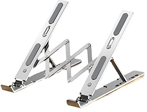 Saiyana Laptop Stand Height Adjustable PC Portable Aluminum Holder Bracket Ergonomic To 10-17.3 Inch For Notebook Pc Stand For Desktop Monitor Desk 10-17.3inches Silver Aluminum Alloy