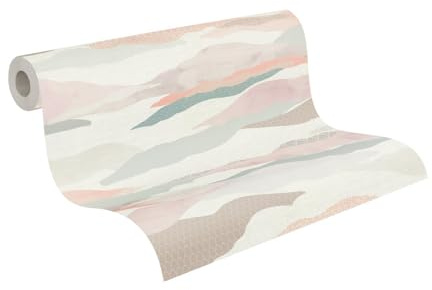 A.S. Création Vliestapete mit Wolken-Motiv 10,05 m x 0,53 m - Rosa, Blau, Weiß - Tapete mit Wolkenmuster Mustertapete Made in Germany - 396992