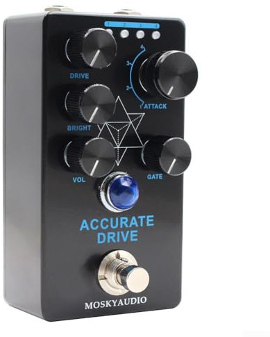 Moskyaudio Overdrive Pedal, Accurate Drive Overdrive Gitarre Effektpedal 4 Modi Auswahlknopf Das Gitarren-Effektpedal
