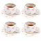 myGrtfam Handpainted Ceramic Coffee Mug Set of 4, Tea Cups Set with Saucer 8 Piece, 320ml Coffee, Set of 4 (Bom)