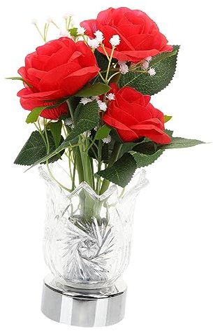 FUNOMOCYA Blumenvasenlicht Mit Led-Lichter Rosenblume in Vase Licht Für Schlafzimmer Schreibtischlampe Für Frauen Moderne Tischlampen Mit Blumen Für Kinderzimmer Regal Partys