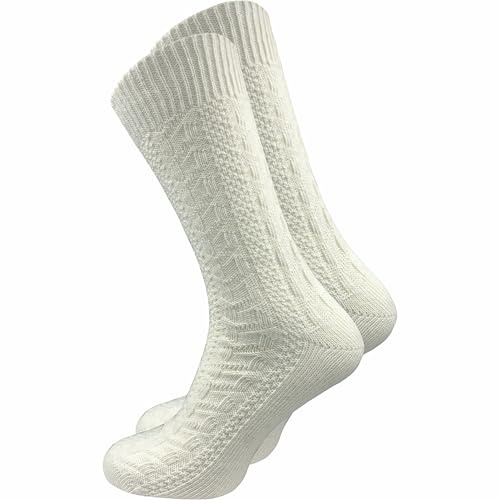 GAWILO kurze Herren Merino Trachtensocken (1 Paar) mit Zopfmuster | Trachtenstrümpfe | Schoppersocken mit Komfortbund aus Wolle