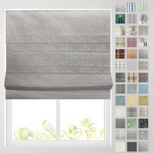Barnes Blinds - Patterned Roman Blinds, Fully Lined, Custom Sizing Available - Durable Fittings Easy Fit (Lucia Textured 61cm)