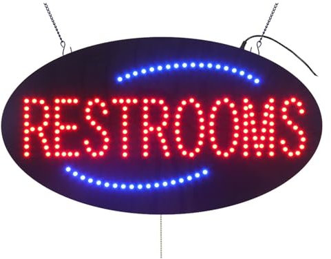 COYEUX Insegna al Neon per Toilette a LED, Divertenti insegne al Neon per Toilette, con Catena sospesa, Decorazione Luminosa da Appendere alla Parete, per Negozi aziendali Bar Club