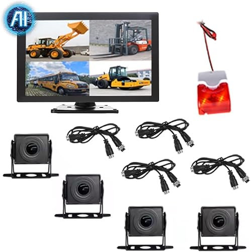 Intelligentes AI-Sicherheitssystem mit 4 Kameras, die 1 piepsendes Alarmlicht intelligent erkennen, und einem 10,1-Zoll-Touchscreen-Display, das große Fahrzeuge überwacht und aufzeichnet (HNY-AI4)