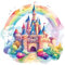 PLIGREAT 2 Blätter Regenbogen Schloss Wandaufkleber, bunte Märchenprinzessin Wandtattoos abnehmbare Fantasy Schloss Wandtattoo für Schlafzimmer Kinderzimmer Wohnzimmer