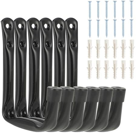 Lot de 6 Crochets Muraux Garage – Crochet Vélo Ajustable – Crochet Rangement Garage pour Porte-Outils et Équipement (Noir)