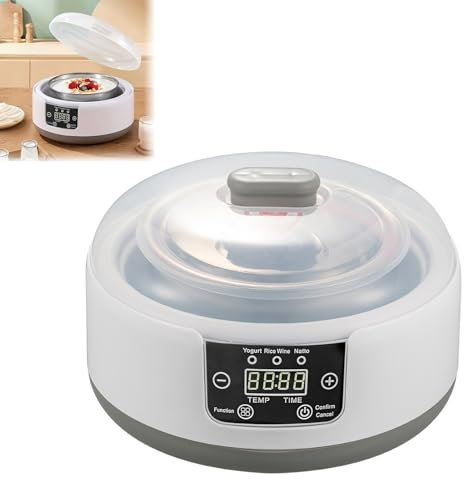 KASNLSAC Digital Yoghurt Maker, 1.2L Fully Automatic with Temp & Time Control – Electric, Compact, for Making Healthy Homemade Desserts A-Without 5 Cups