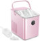 FOHERE Eiswürfelmaschine 14kg 24 Stunden, Eiswürfel in 5 Min, 2 Größen von Bullet Ice, Selbstreinigender Eiswürfelbereiter mit Griff, Eisschaufel u. Korb, Ice Maker für Party Büro RV (Rosa)