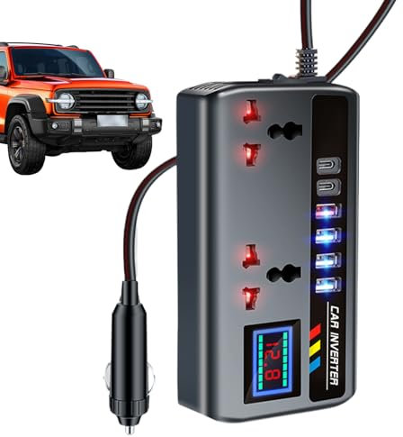 Inverter da 200 W, convertitore di tensione da 12/24 V a 220 V, convertitore P0WER con porta USB, inverter PC + ABS per auto, accessori portatili per auto, caricabatterie inverter per compressore
