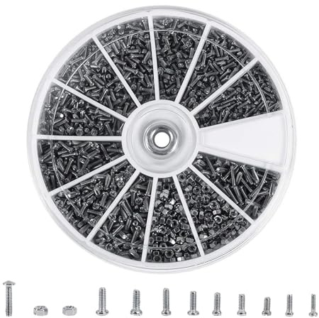 600 Stück Kleine Edelstahlschrauben mit Mutter, 12 Varianten M1 M1.2 M1.4 M1.6 Mini Schrauben Set, Brillenschrauben Set Klein, Gewindeschrauben Sortiment für Uhren, Brillen und Elektronik Reparatur