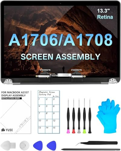 JQYDZH A1706 A1708 Ersatzbildschirm 13,3 für MacBook Pro 13-Zoll 2016 2017 Retina EMC 3071 EMC 3163 EMC 3164 EMC 2978 Voll-LCD-Bildschirm Display (A1706/A1708 Silber)