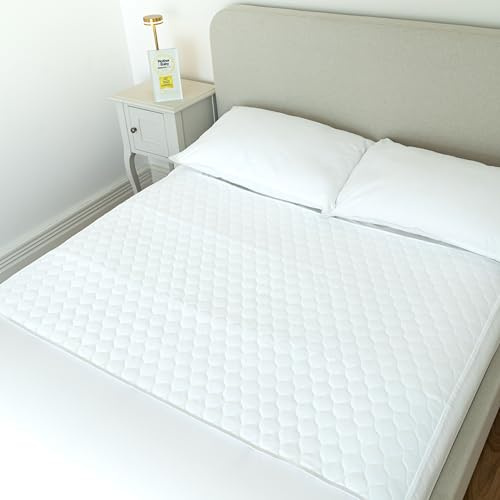 Bedwetz Potty Training Bed Pad – Waterproof Mattress Protector for Double Beds, Washable 5-Layer Bed Wetting Sheet with Non-Slip Wing Tucks | 2 Pack | Plain