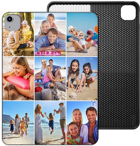 Personalised Case Compatible with All iPad models iPad 10th, 9th Gen,6th Gen, 5th Gen, Mini, Air, M2, M3 – Collage Photo Black Silicon Shockproof Cover - Personalize with 9-PHOTOS