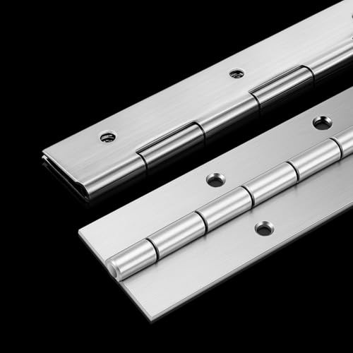 2 Packs Heavy Duty Piano Hinge 2 X 18 Stainless Steel Piano Hinge 0.06” Thick Metal Furniture Hinges Long Continuous & Pianos Hinges with Holes for Wood Furniture Cabinet Door Cases Pianos, Silver
