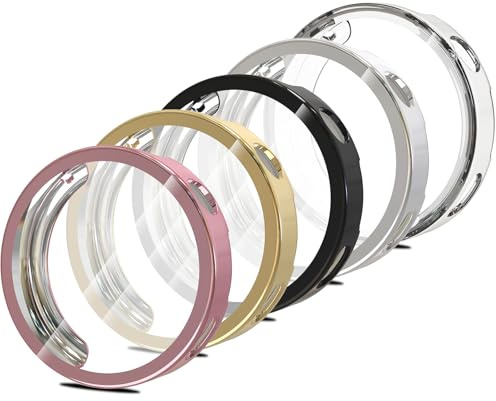 Simpeak 5-Stück Schutzhülle Kompatibel mit Huawei Watch GT 7/6 41mm, TPU Hülle Schutzfolie, Leicht Weiche Case Zubehör, Ultradünne Kratzfest Schutz Gehäuse, Klar/Schwarz/Rosa/Roségold/Plata