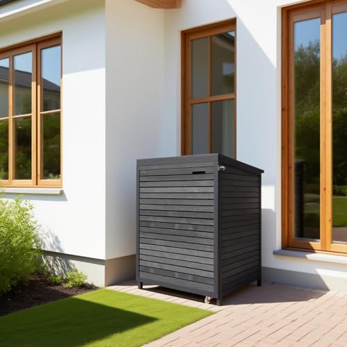 Rollatorgarage Rollatorbox Rollator Garage Multibox abschließbar Holz Aufbewahrungsbox (imprägniert in anthrazit) Geräteschuppen Schrank für Garten