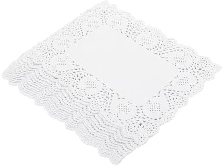 Hemobllo Tovagliette Pizzo in Carta Bianca, Centrini Rettangolari Usa e Getta da 170 Fogli, Decorative e Sicure per Shower e Anniversario