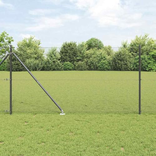 QJBSAVVA Stahl Doppelstab Gartenzaun 1000 x 140 cm Grau Rostfreier Hundezaun Modernes Design Einfache Montage für Garten Terrasse und Campingplatz